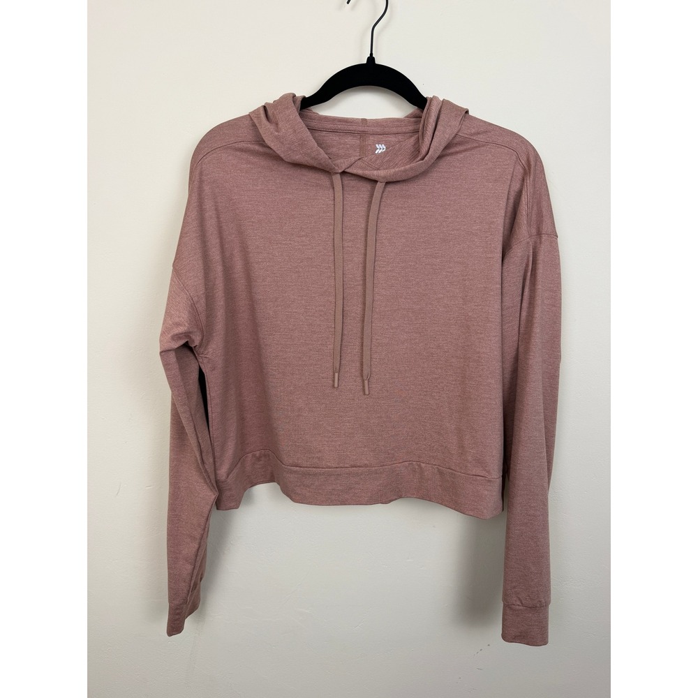 Hoodie Women's M Mauve Pink Cropped Lightweight Stretch Athleisure Gym